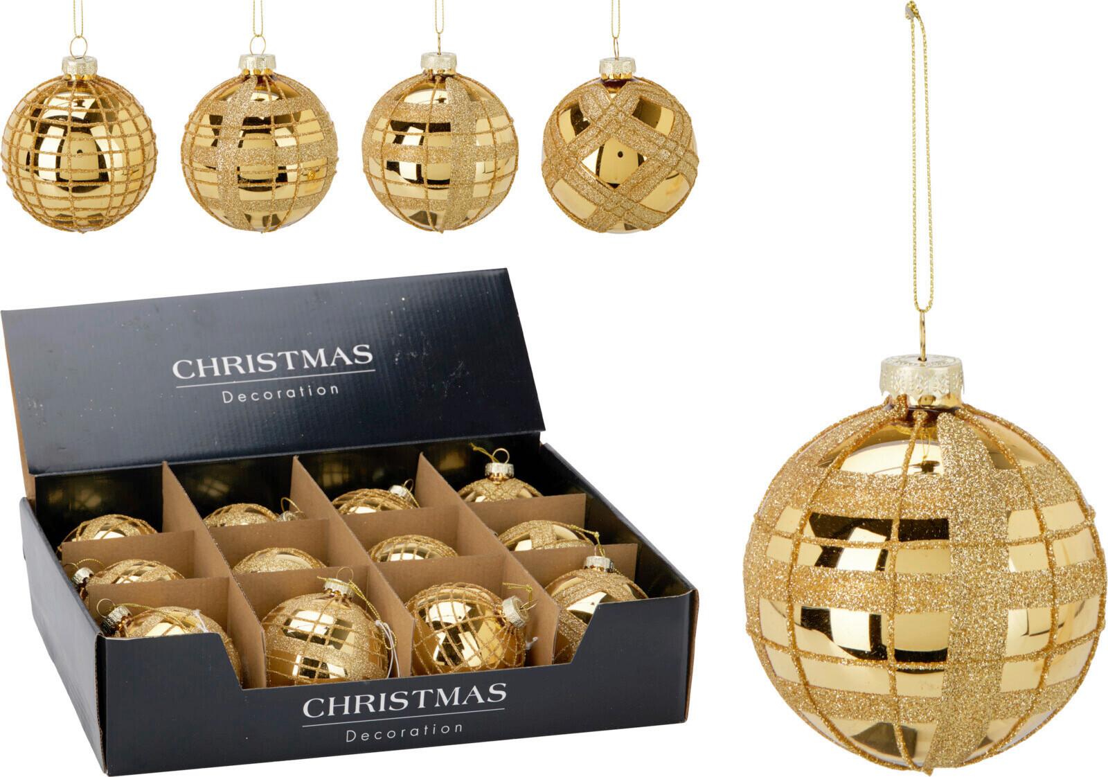 CHRISTBAUMKUGEL-SET HANNA - Goldfarben, Basics, Glas (8/8/9.5cm)
