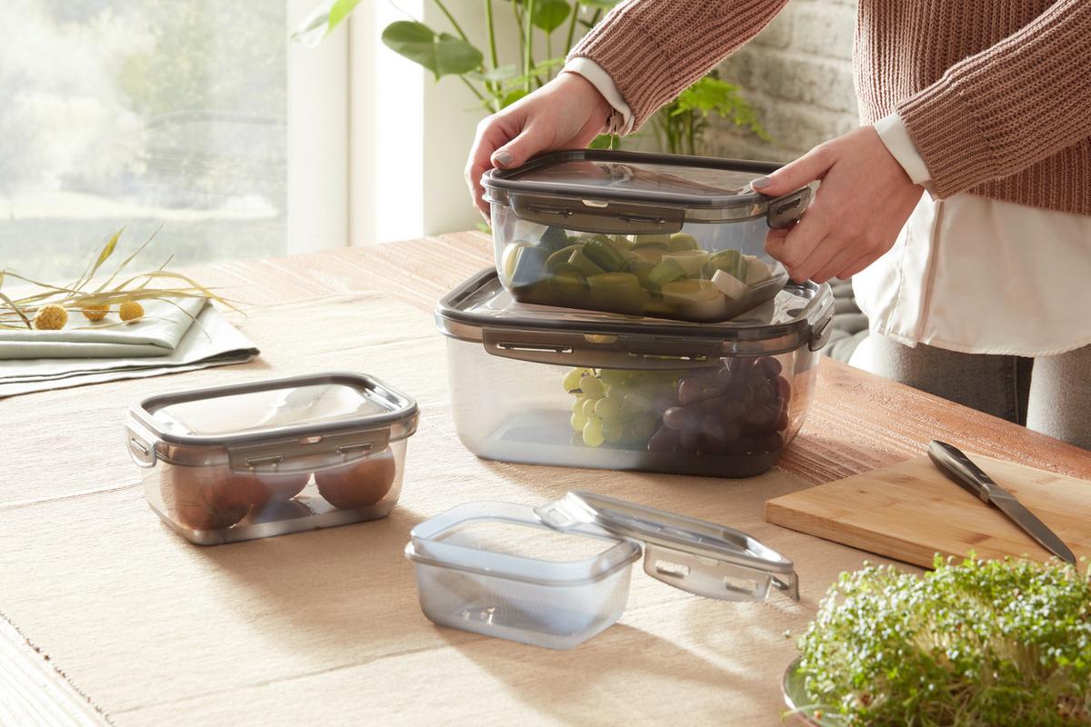 Sada dóz na potraviny Blacky, 4-dílná - černá/průhledné, Moderní, plast - Mömax