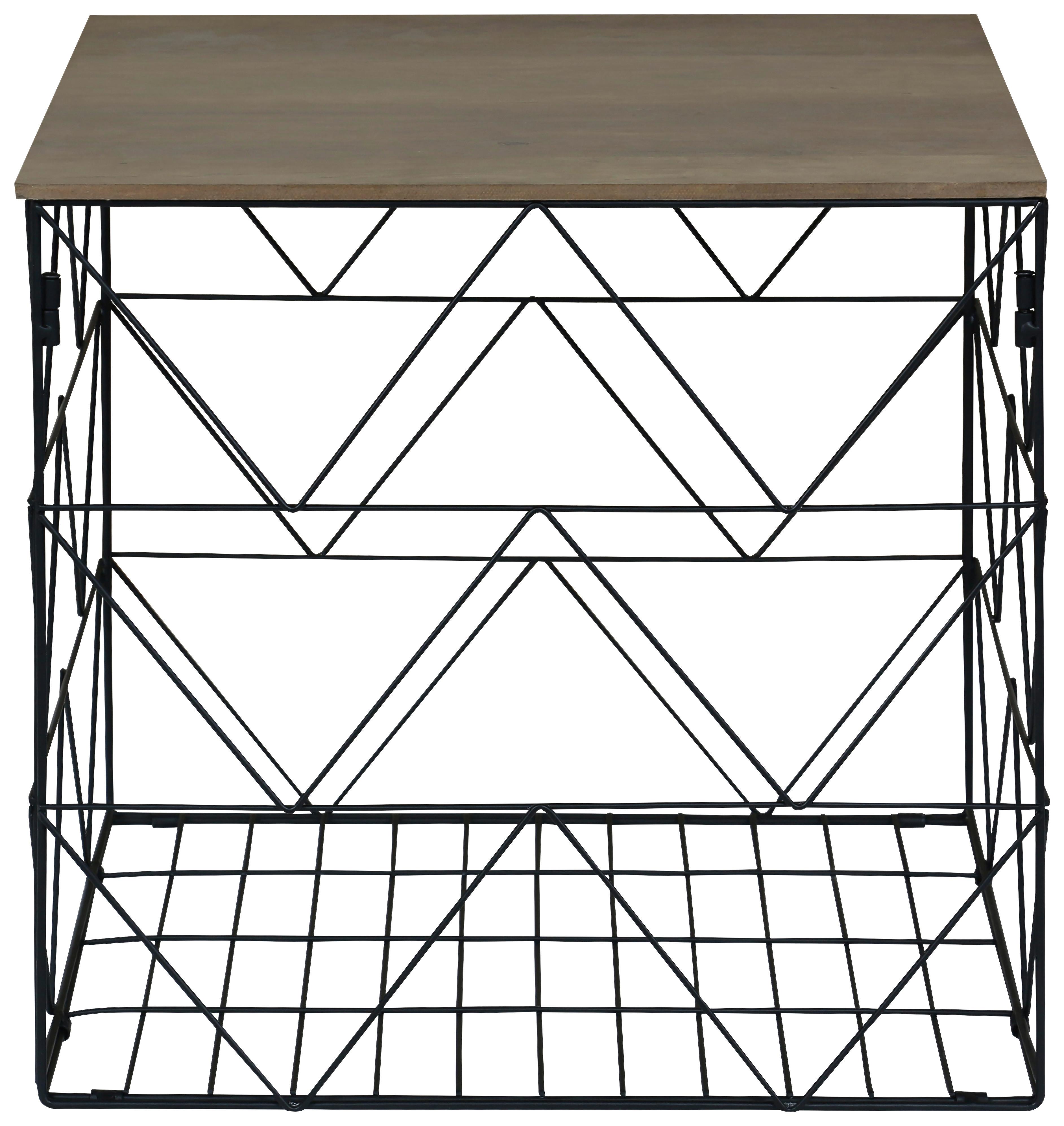 Beistelltisch mit Metallgerüst Sally Schwarz / Dunkelbraun - Dunkelbraun/Schwarz, MODERN, Holzwerkstoff/Metall (40/38/40cm)