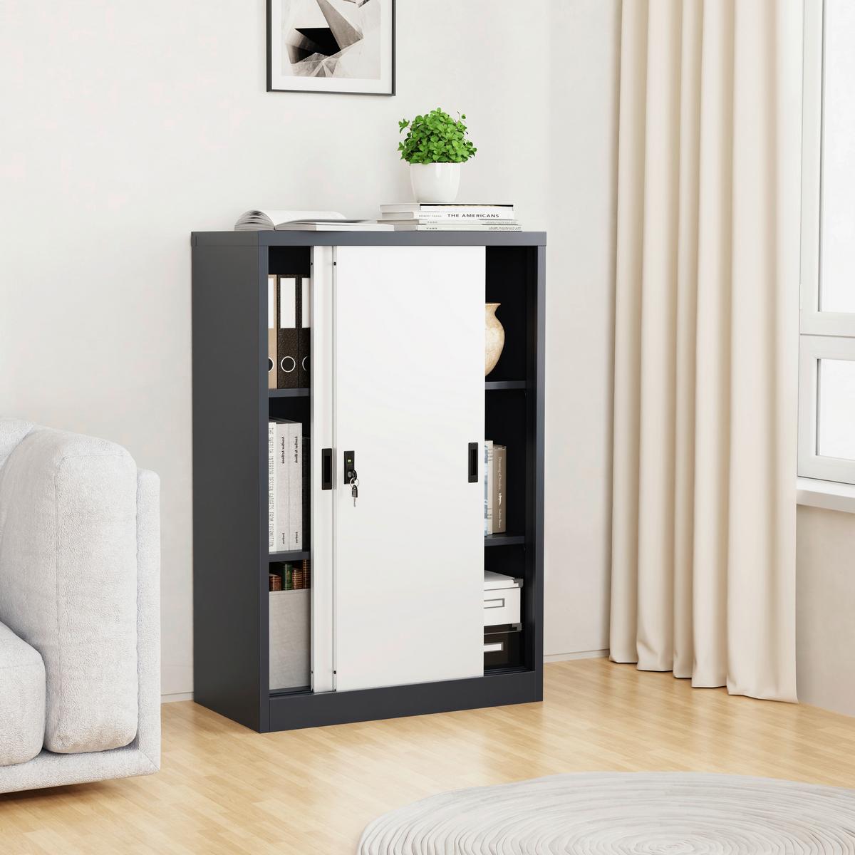 Aktenschrank Malivo Weiß/Anthrazit B: 80cm - Anthrazit/Weiß, KONVENTIONELL, Metall (80/120/40cm) - MID.YOU