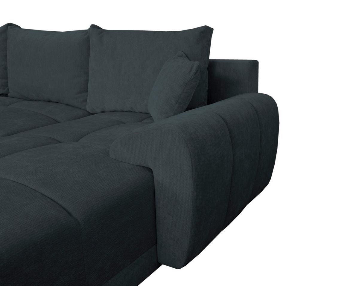 Rohová sedačka BONN, oboustranná, grafitová žinylka - černá/barvy grafitu, Moderní, textil/plast (296/182cm)