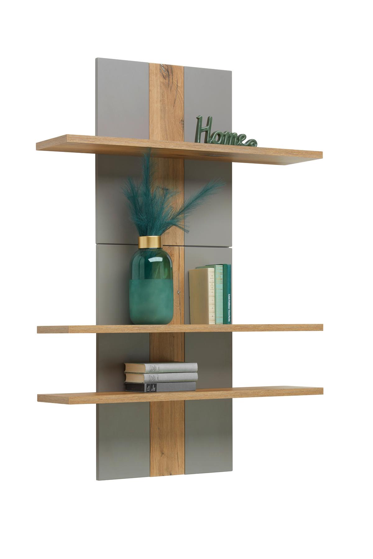 Wandregal Auris B: 100 cm Eiche Dekor 3 Fächer - Grau, MODERN, Holzwerkstoff (100/143/25cm) - Luca Bessoni