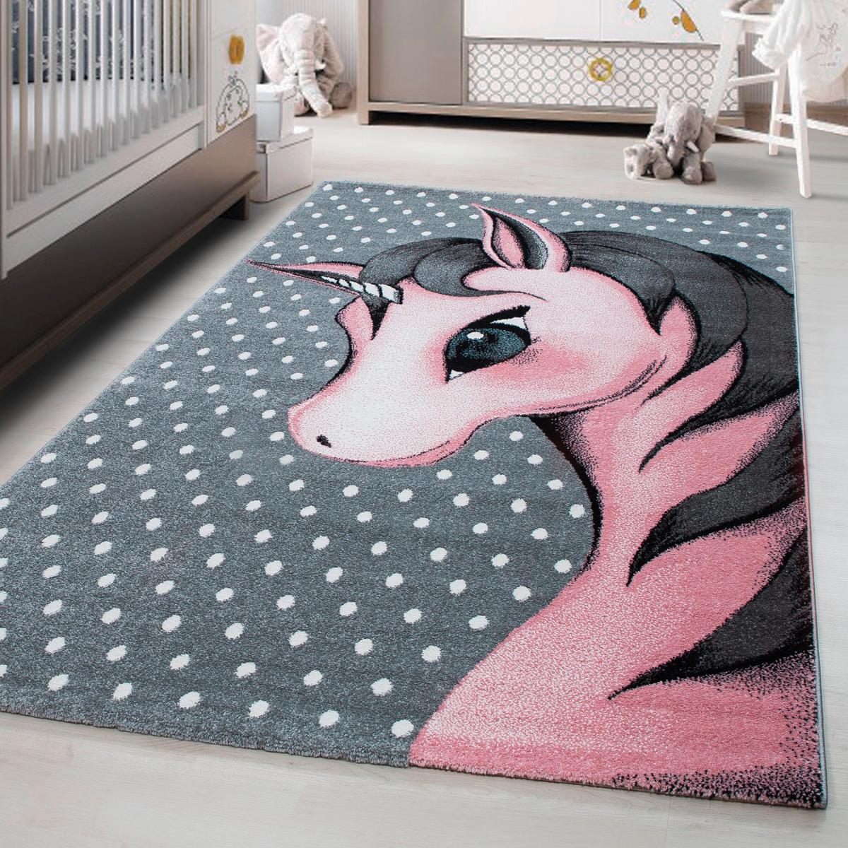 Kinderteppich Einhorn Grau/Weiß/Pink Kids 80x150 cm - Pink/Weiß, Trend, Textil (80/150cm)