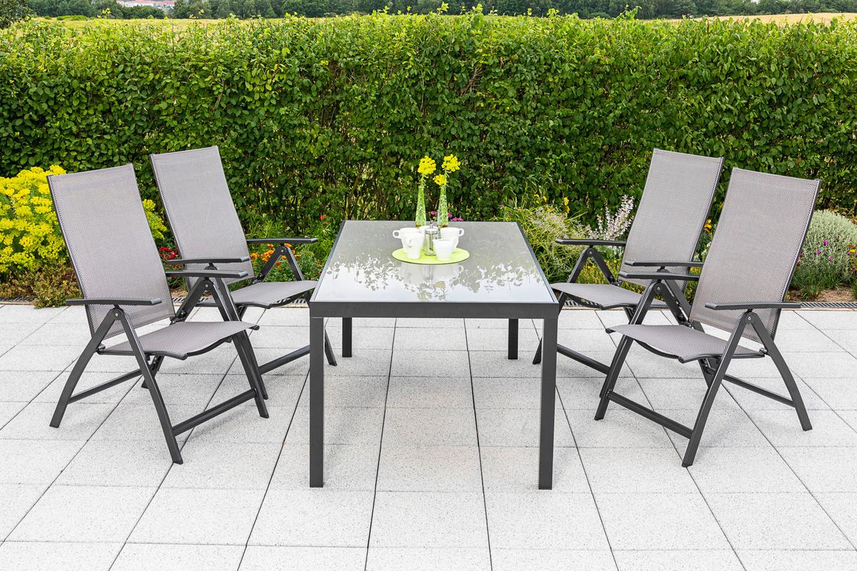 Gartensessel Klappbar Vicenza Aluminium - Graphitfarben/Grau, MODERN, Kunststoff/Metall (58/111/71cm) - Gardenson