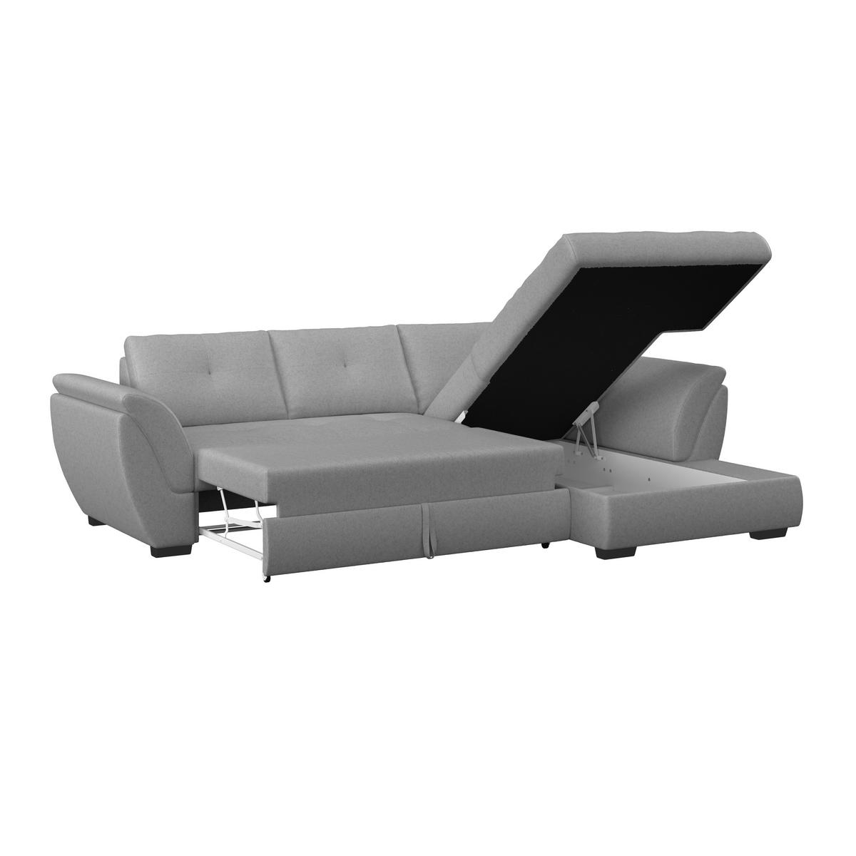 Ecksofa mit Schlaffunktion Berisso, Webstoff - Schwarz/Grau, Design, Textil (278/187cm) - Ondega