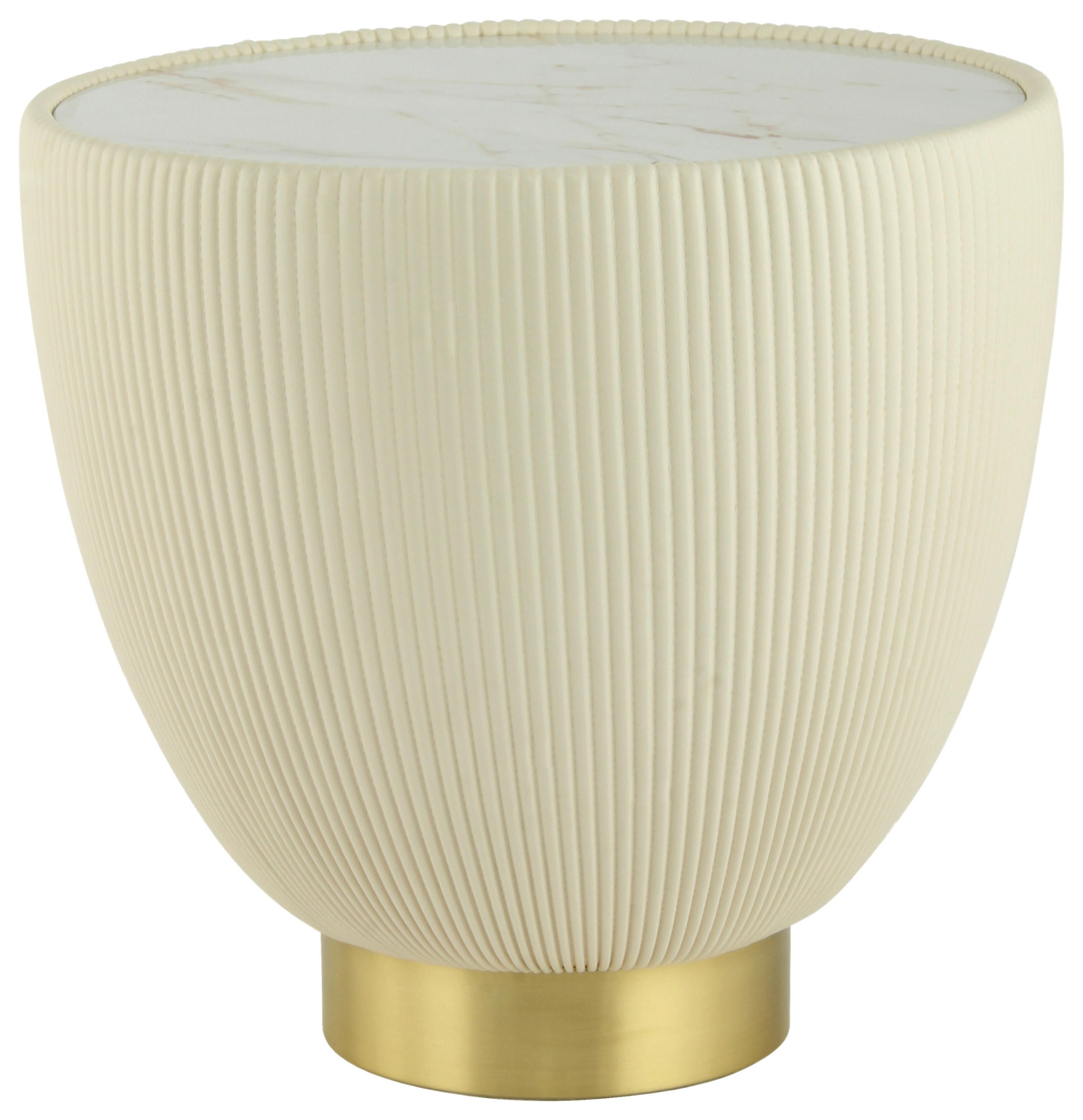 Beistelltisch Jokai 125 Creme B: 47 Cm - Goldfarben/Creme, Design, Textil/Stein (47/45cm) - Kayoom