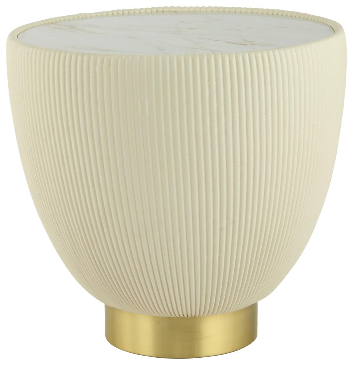 PRÍRUČNÝ STOLÍK JOKAI - zlatá/krémová, Design, kov/textil (47/45cm) - MID.YOU