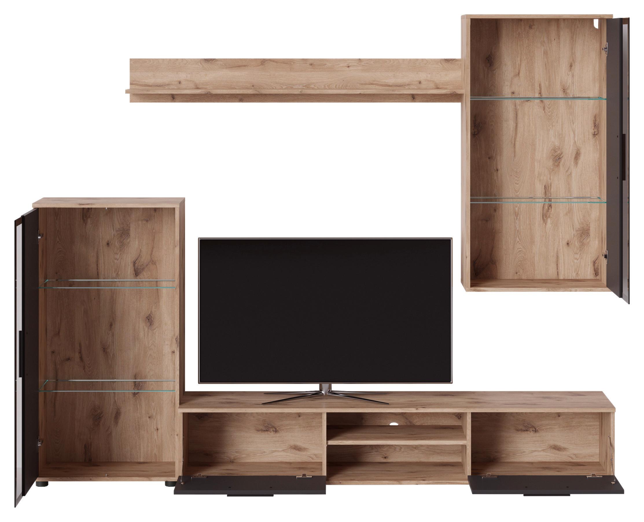 Nappali Szekrénysor Neon - Modern, faalapú anyag/Üveg (233/190/40cm)