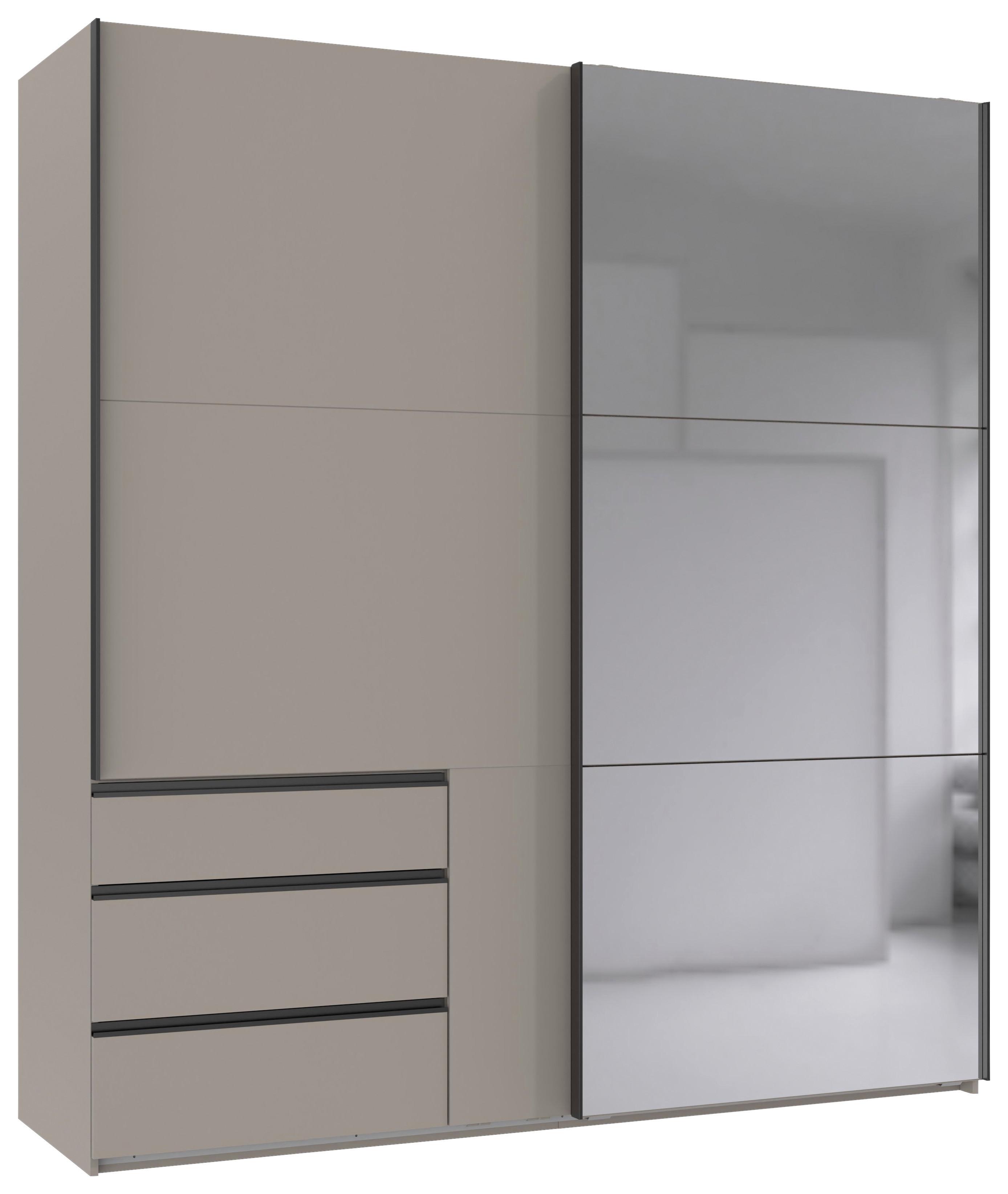 Schwebetürenschrank Level 36 A Grau Dekor/Spiegel, B: 200cm - Sahara, MODERN, Glas/Holzwerkstoff (200/216/65cm) - MID.YOU
