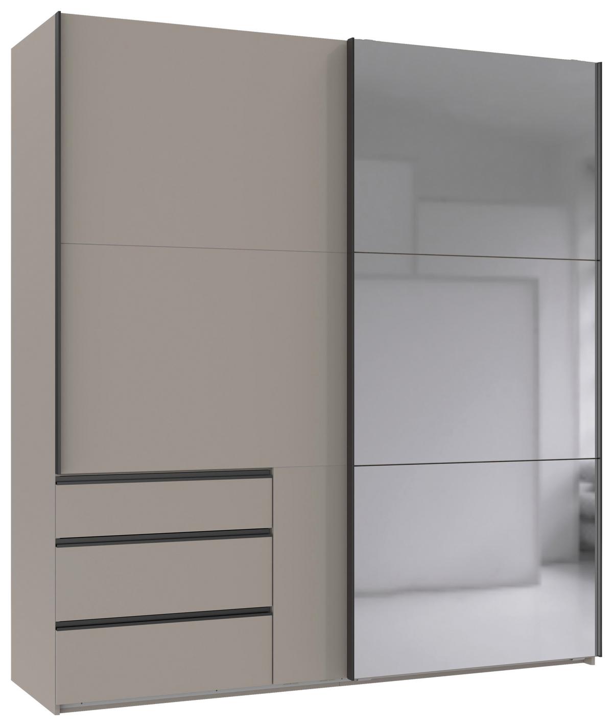 Schwebetürenschrank Level 36 A Grau Dekor/Spiegel, B: 200cm - Sahara, MODERN, Glas/Holzwerkstoff (200/216/65cm) - MID.YOU