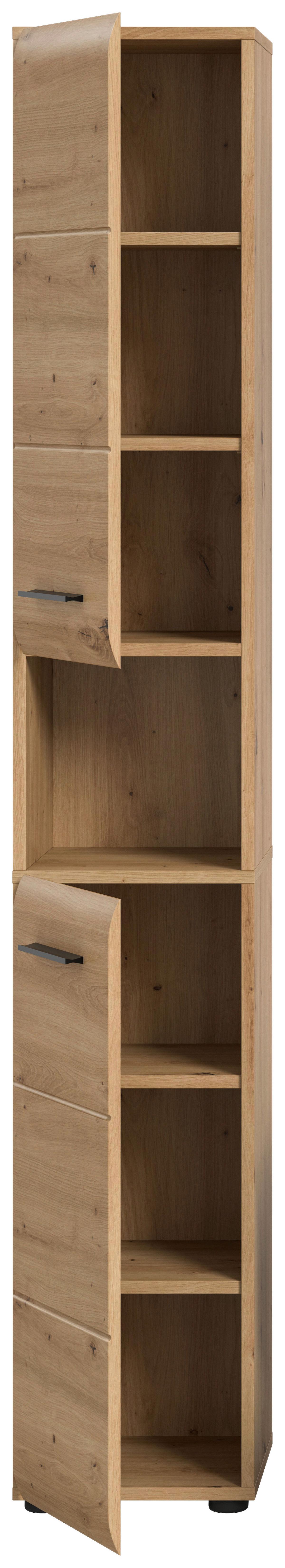 Hochschrank Ice Eiche Artisan Dekor B: 30cm - Schwarz/Eiche Artisan, Basics, Holzwerkstoff (30/185/30cm) - MID.YOU