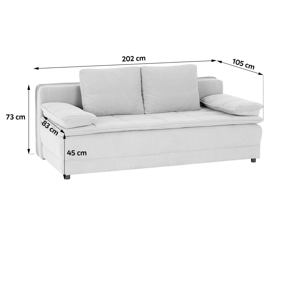 Schlafsofa Alice - Taupe/Schwarz, MODERN, Textil (202/73-92/105cm)