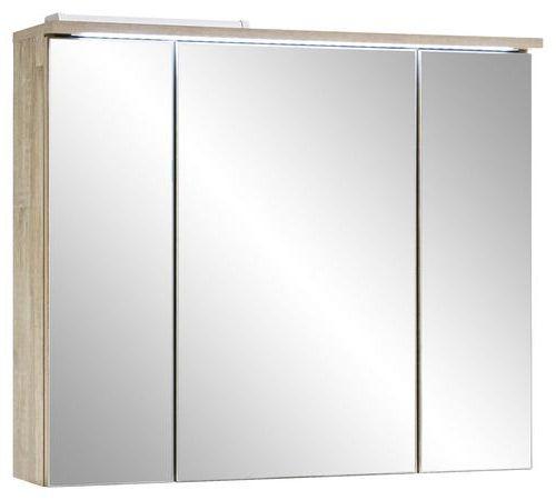 Spiegelschrank Roof mit Led 3-Türig BxHxT: 80x68x21 cm - Eichefarben, KONVENTIONELL, Glas/Holzwerkstoff (80/68/21cm) - MID.YOU