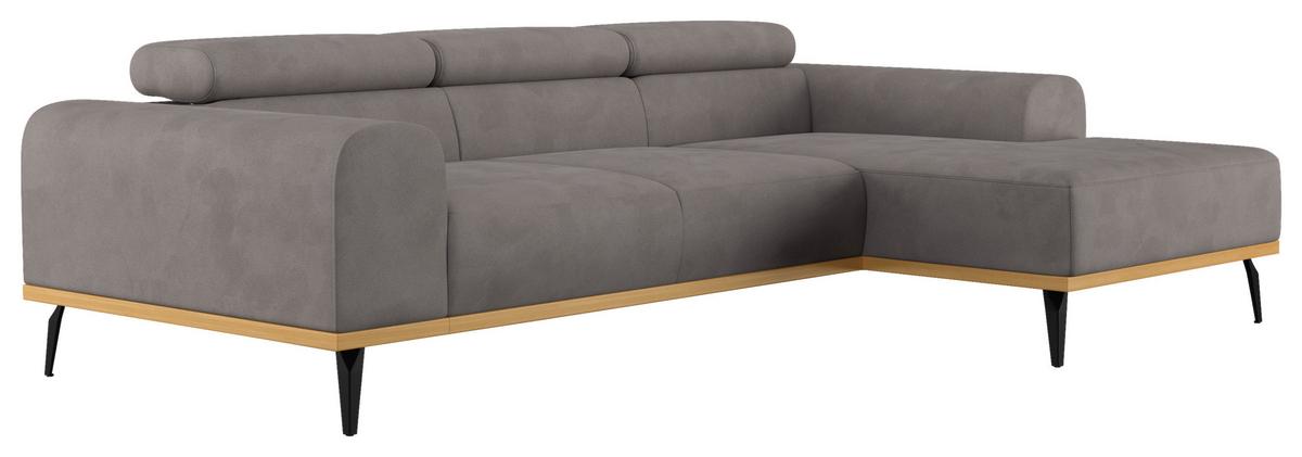 Ecksofa Grau Mit Sitzvorzug S: 244x157 Cm - Schwarz/Grau, KONVENTIONELL, Textil (244/157cm) - Cotta