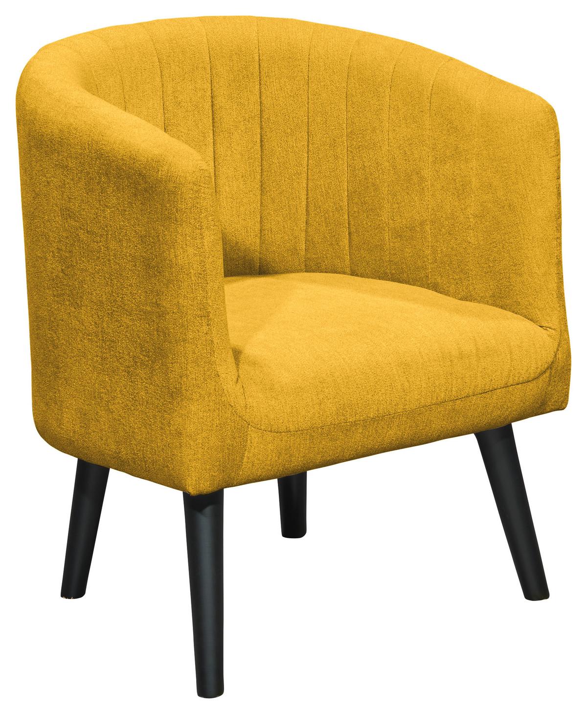 Polstersessel Mit Armlehnen Paul Velours Gelb - Gelb/Schwarz, Basics, Textil (61/82/58cm) - Livetastic