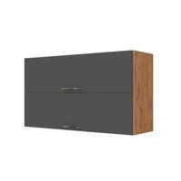 Küchenoberschrank B: 100 Cm Eiche Dekor/anthraz. 2 Klappen - Anthrazit/Eiche Wotan, MODERN, Holzwerkstoff (100/57/34cm) - Held