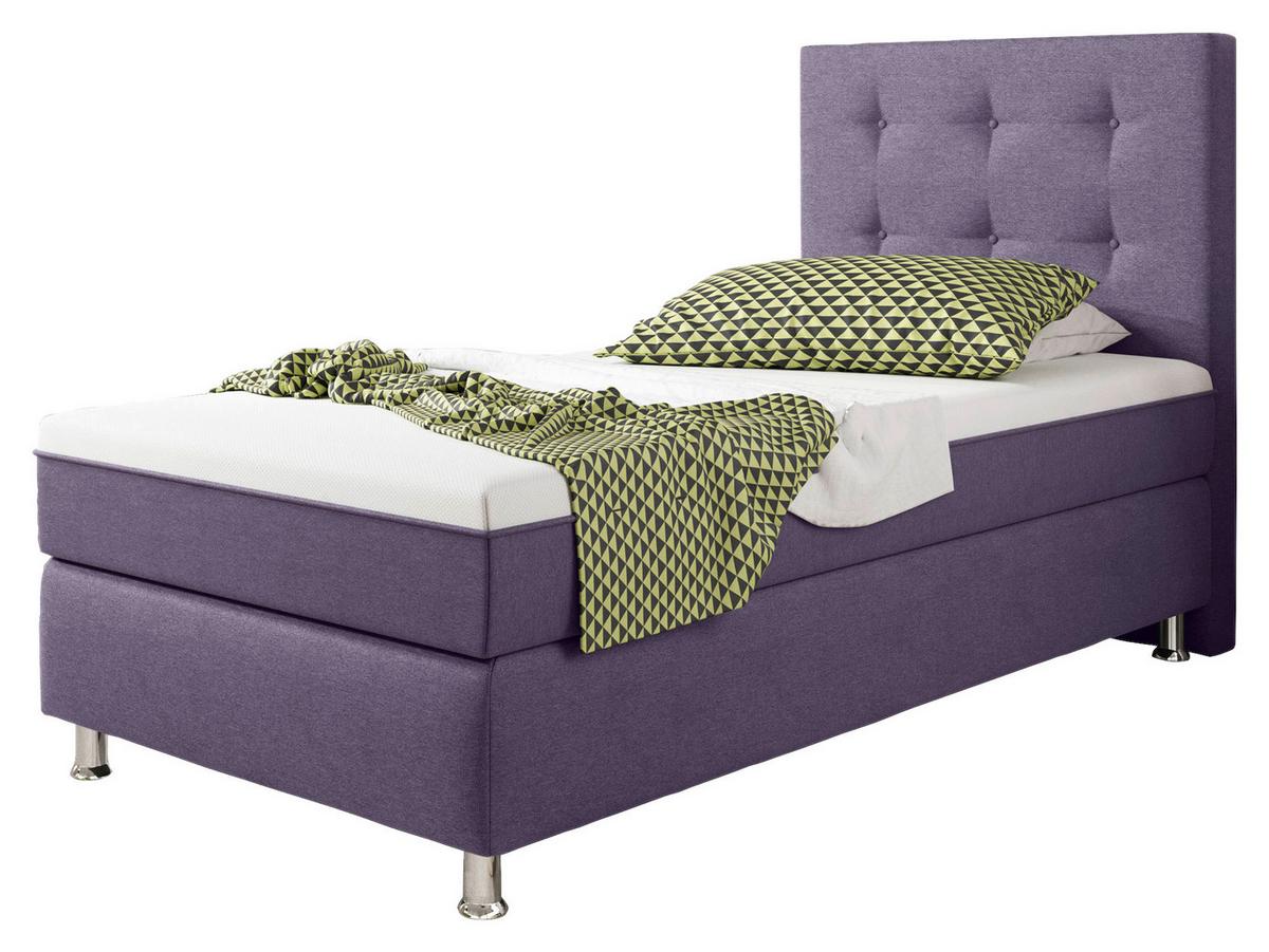 Boxspringbett Mit Topper 90x200 Köln Plus - Lila/Silberfarben, KONVENTIONELL, Textil (90/200cm) - MID.YOU