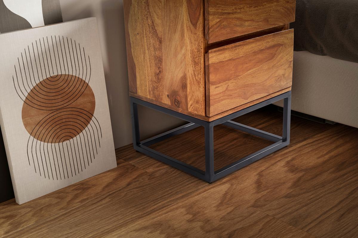 Nachttisch Sheeshamfarben B: 40 cm - Sheeshamfarben/Schwarz, Design, Holz/Metall (40/60/38cm) - MID.YOU