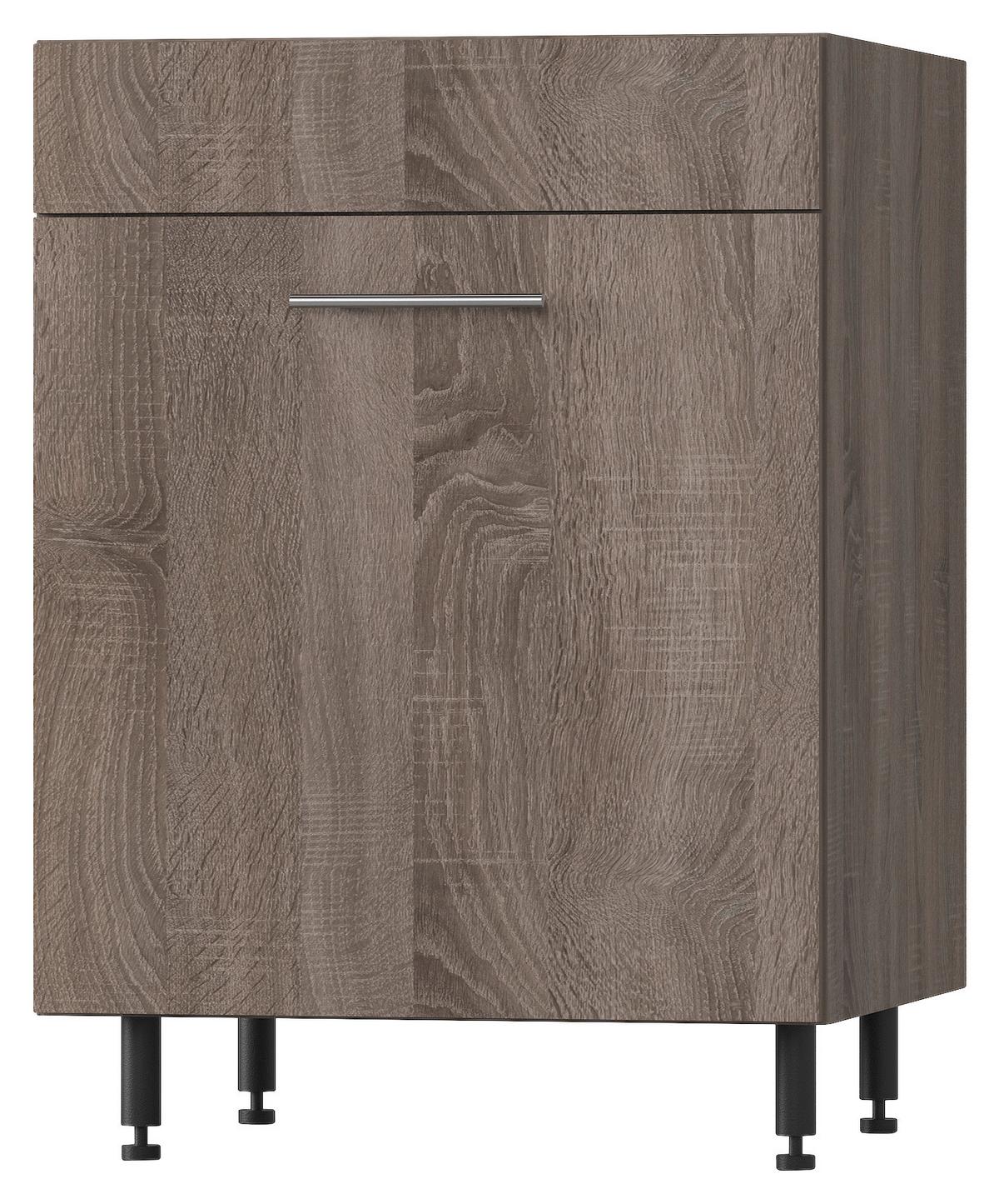 Mosogató Alsószekrény Corina 2 - tölgyfa színű, Modern, műanyag/faalapú anyag (60/82,4/58cm)