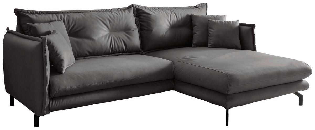 Ecksofa Lava Anthrazit S: 255x180cm - Anthrazit/Schwarz, MODERN, Textil (255/180cm) - Livetastic