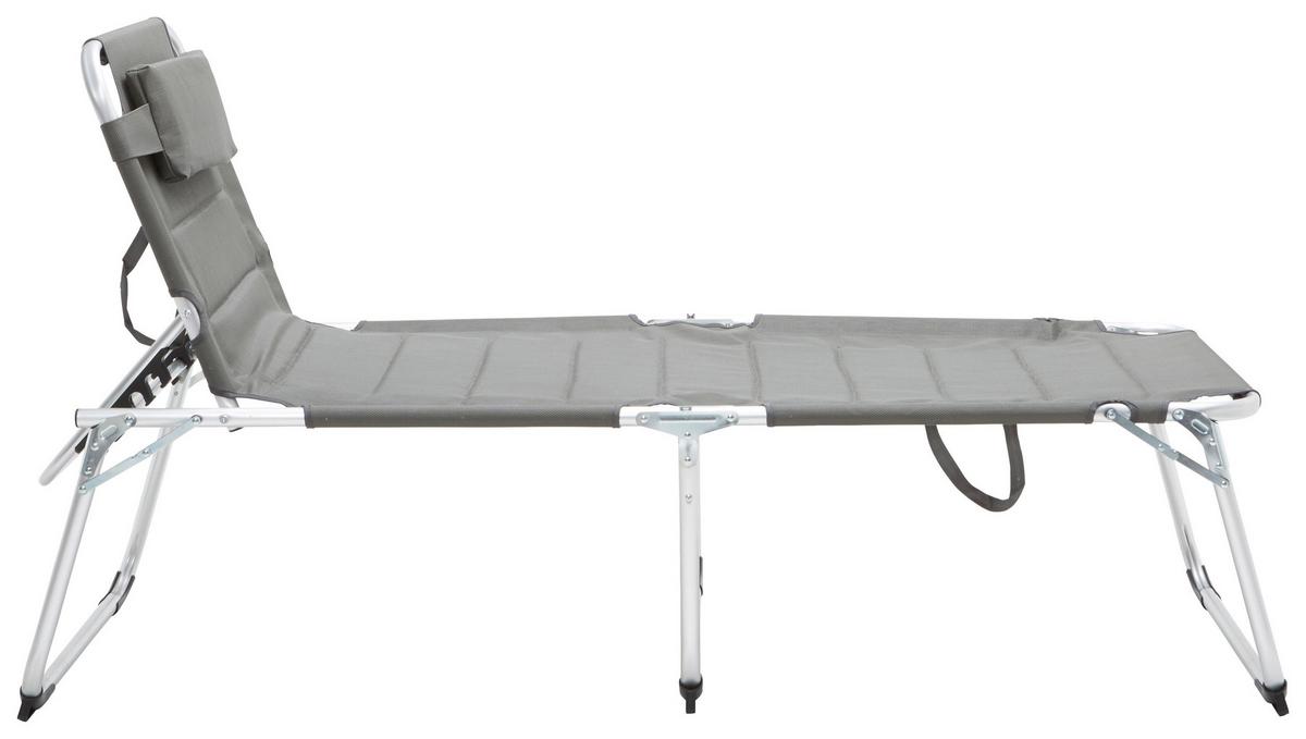 Sonnenliege Klenia Aluminium, Textil Mit Kissen - Grau, MODERN, Textil/Metall (70/45/95/200cm) - Ondega