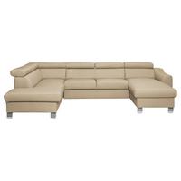 Wohnlandschaft Aspen Lederlook Beige 208x315x175 cm - Chromfarben/Beige, Design, Leder/Textil (208/315/175cm) - Livetastic