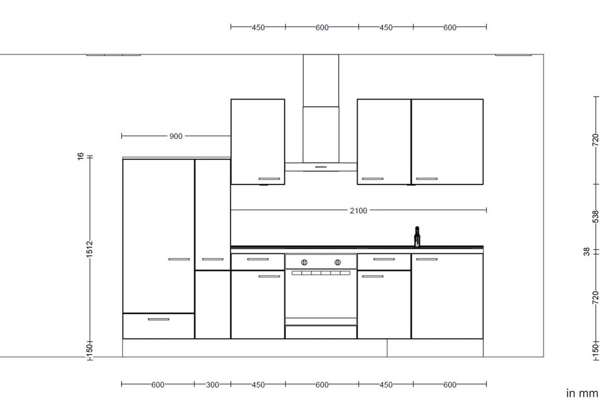 Küchenleerblock Easytouch Low-Line, L7 Links - Eichefarben/Rot, MODERN, Holzwerkstoff (300cm) - Nobilia