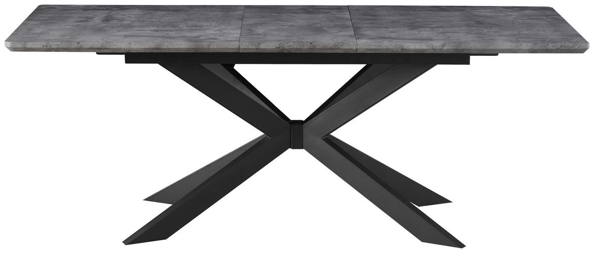 Ausziehtisch Leif 160 Az Mdf Betonoptik, B: 160-200 cm - Schwarz/Grau, KONVENTIONELL, Holzwerkstoff/Metall (160-200/76/90cm) - MID.YOU