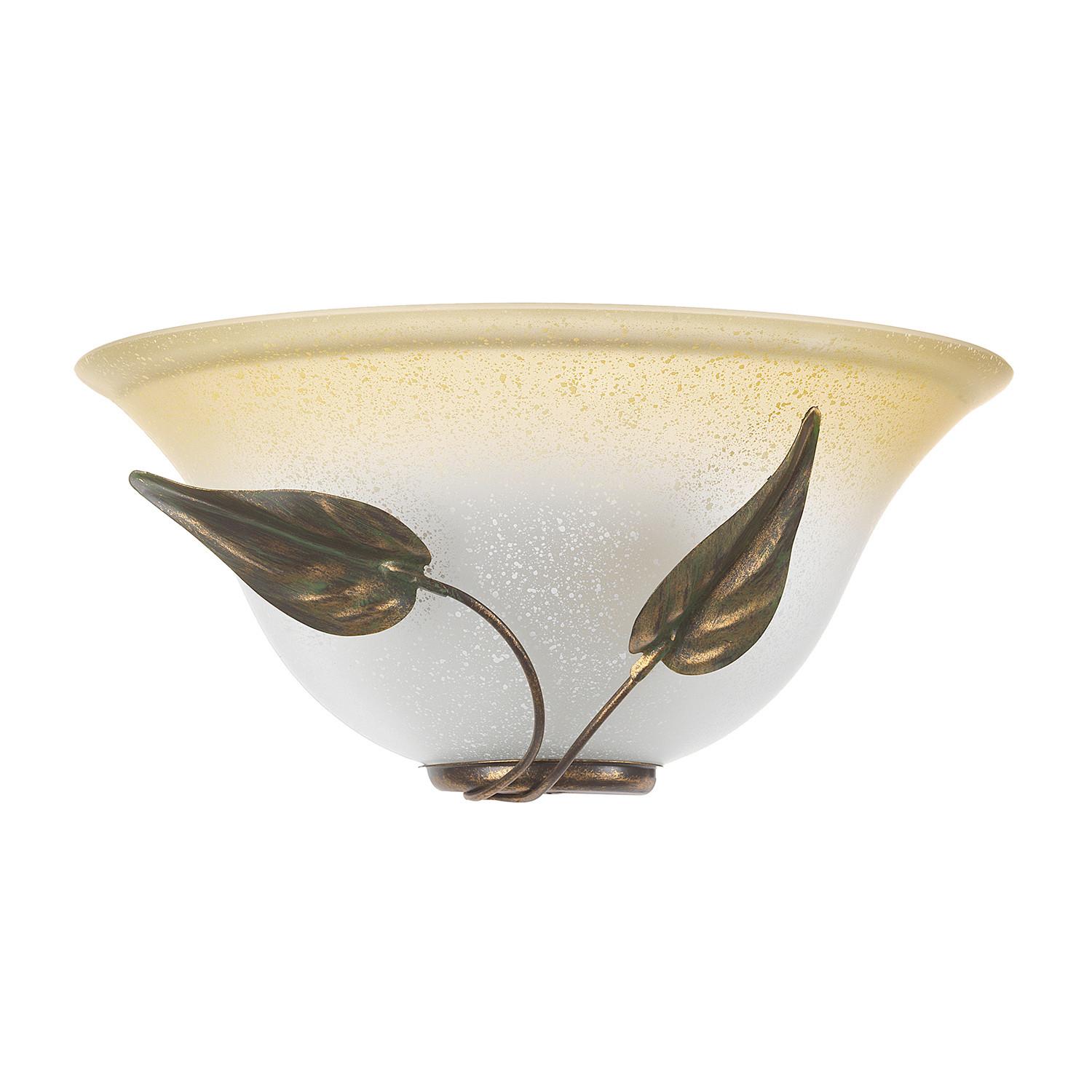 Wandleuchte Bronzefarben Weiß Hg L: 30 cm - Weiß Hochglanz/Bronzefarben, KONVENTIONELL, Glas/Metall (30/14/30cm)