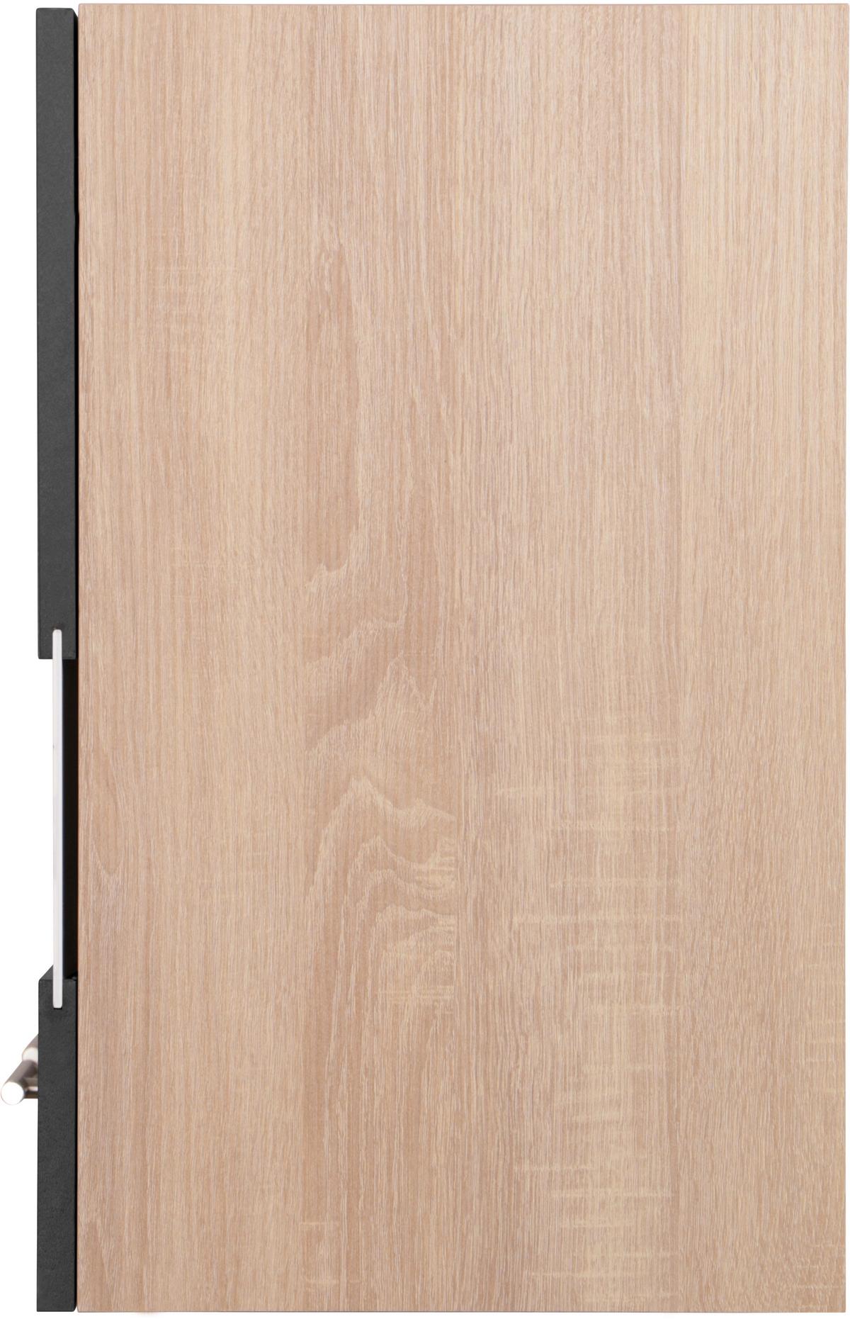 Küchenoberschrank Merle Schwarz, Eiche Dekor B: 100 cm - Eichefarben/Schwarz, Basics, Glas/Holzwerkstoff (100/56,1/34,6cm) - Respekta