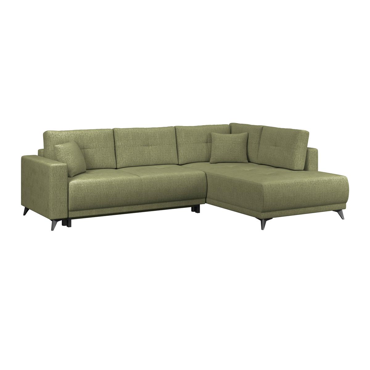 Rohová sedačka TEXAS, pravá, zelená - černá/zelená, Konvenční, dřevo (259/203cm) - Based