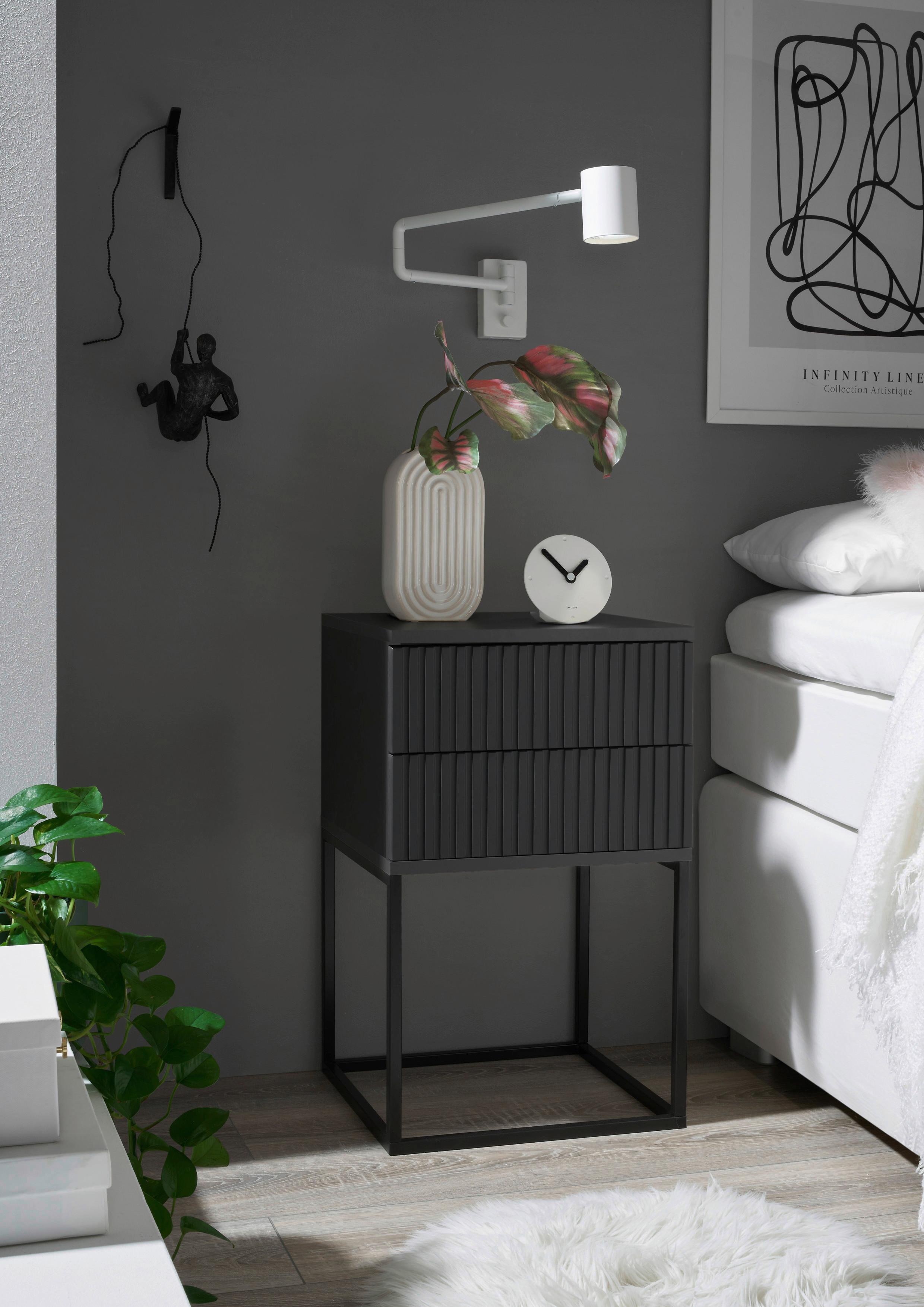 Nočný stolík MARLE grafitový - čierna/grafitová, Modern, kov/kompozitné drevo (40/65/38,5cm) - Hom`in