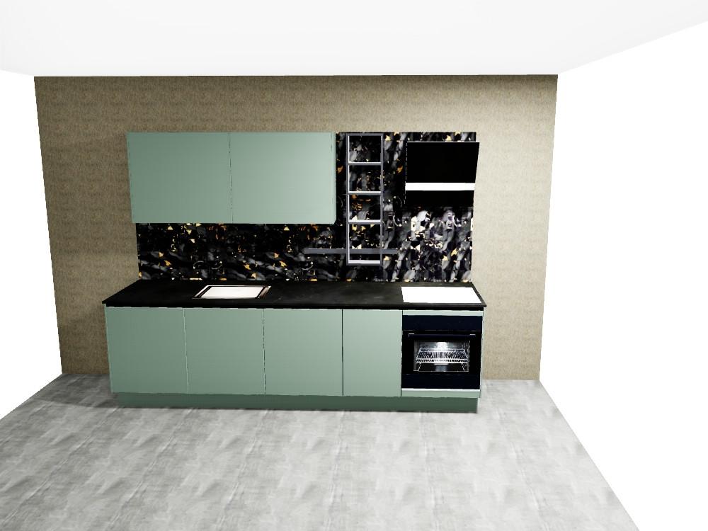 Küchenzeile Eastbourne Ohne Geräte 290 Cm Mineralgrün - Basics, Holzwerkstoff (290cm) - Vertico