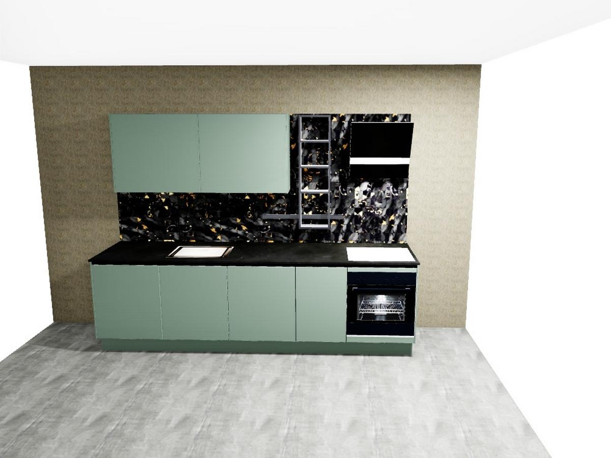 Küchenzeile Eastbourne Ohne Geräte 290 Cm Mineralgrün - Basics, Holzwerkstoff (290cm) - Vertico