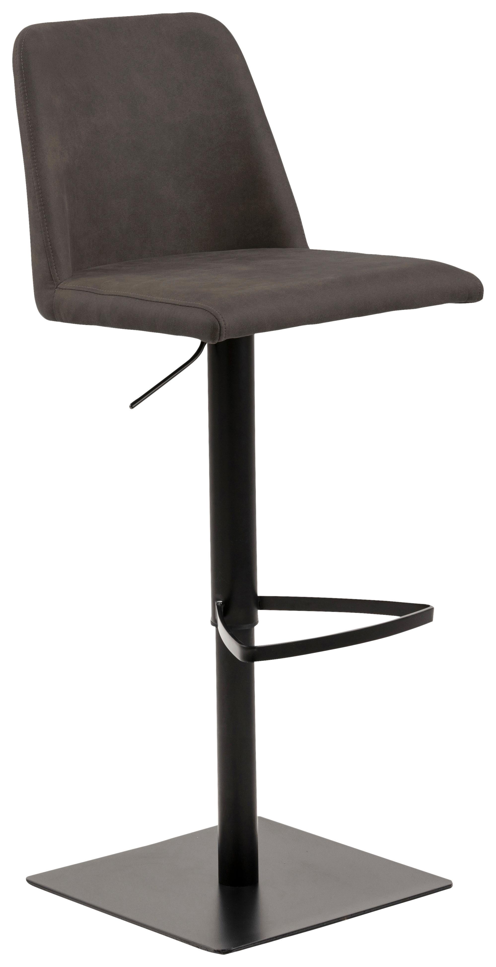 Barhocker Höhenverstellbar Mit Lehne Avanja Anthrazit - Anthrazit/Schwarz, KONVENTIONELL, Textil/Metall (51/52-75,5/48,5cm) - Livetastic