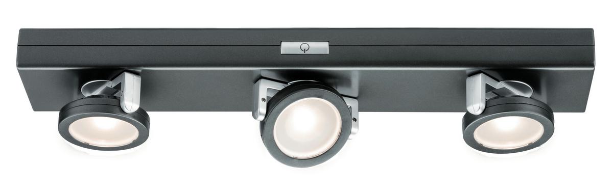 Deckenleuchte Rotate L: 31 cm 3-Flammig, dimmbar - Chromfarben/Anthrazit, KONVENTIONELL, Kunststoff (31/6/5cm) - Paulmann