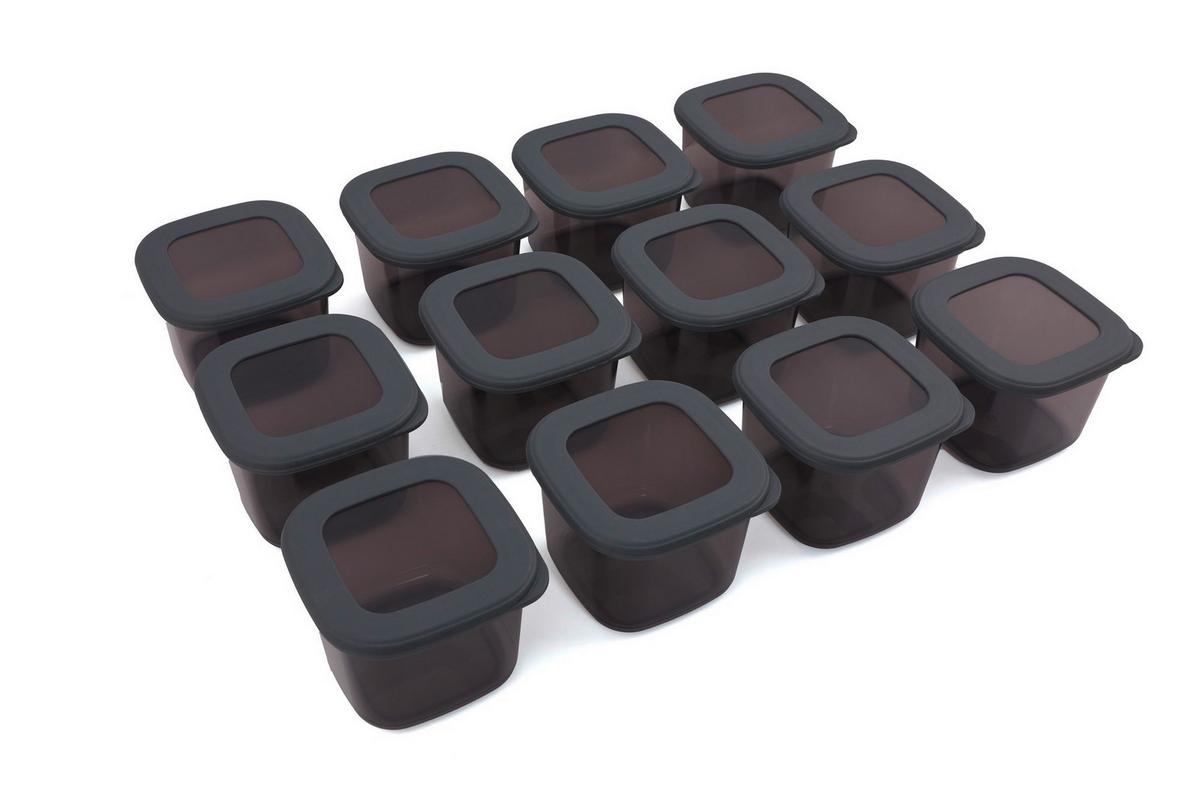 Vorratsdosenset 12-teilig Je 0,55l, Kunststoff Anthrazit - Klar/Anthrazit, Basics, Kunststoff (10/10/9.5cm) - P & B