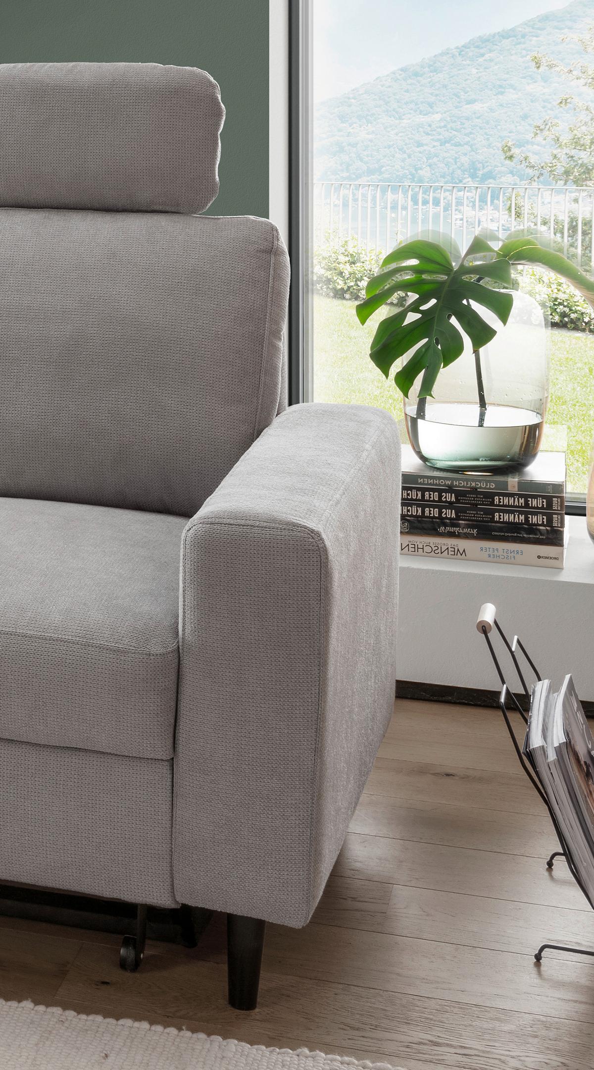 Eckschlafsofa Passione Grau S: 147x234 cm - Schwarz/Grau, MODERN, Textil (147/234cm) - Livetastic