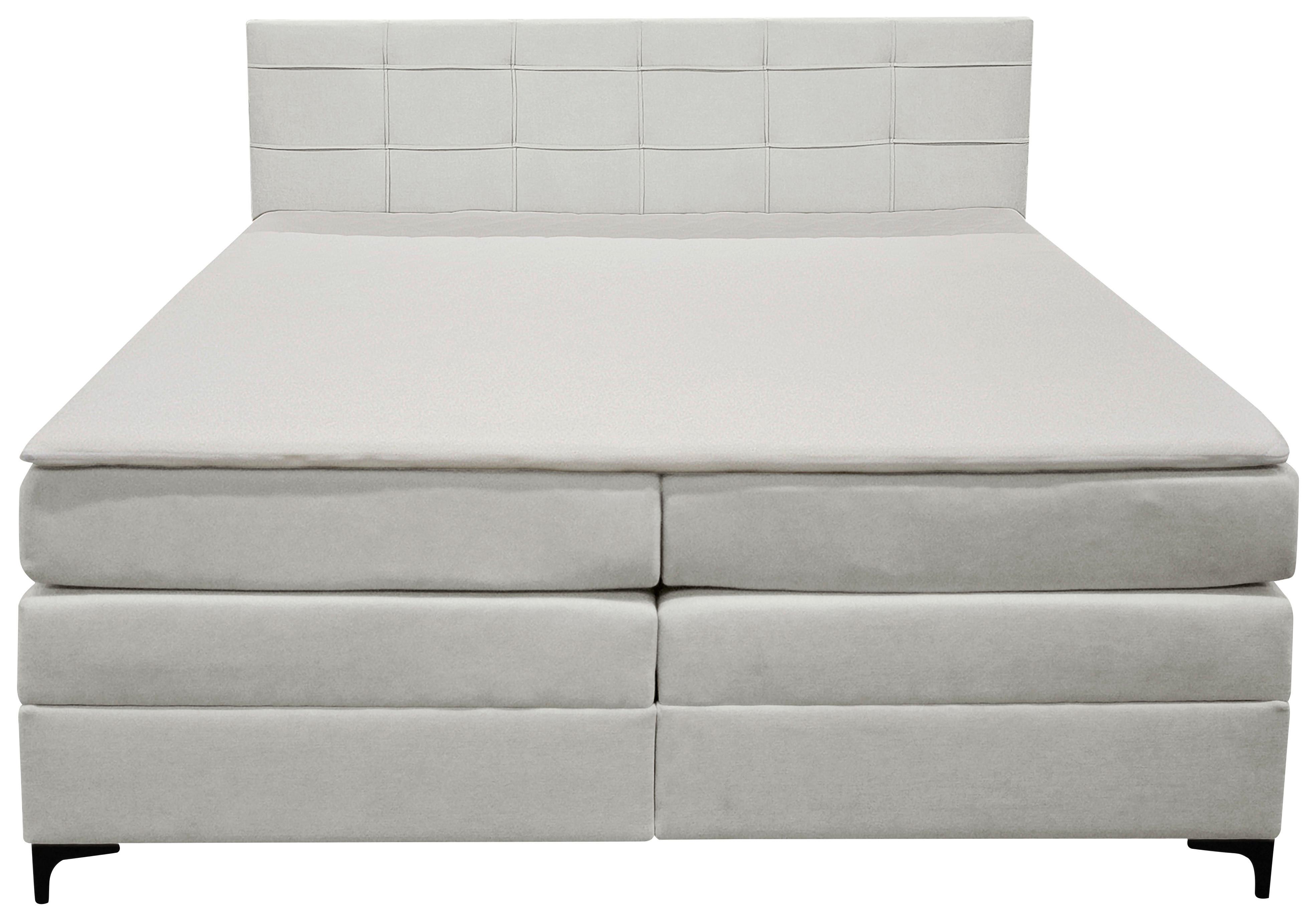 Boxspringbett Mitto mit Topper 180x200 cm - Silberfarben/Schwarz, KONVENTIONELL, Textil/Metall (180/200cm)