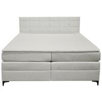 Boxspringbett Mitto mit Topper 200x200 cm - Silberfarben/Schwarz, KONVENTIONELL, Textil/Metall (200/200cm)