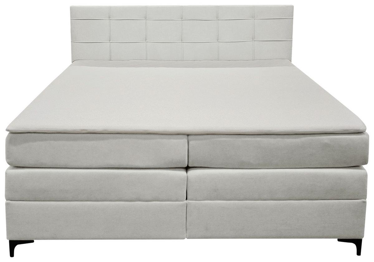 Boxspringbett Mitto mit Topper 200x200 cm - Silberfarben/Schwarz, KONVENTIONELL, Textil/Metall (200/200cm)