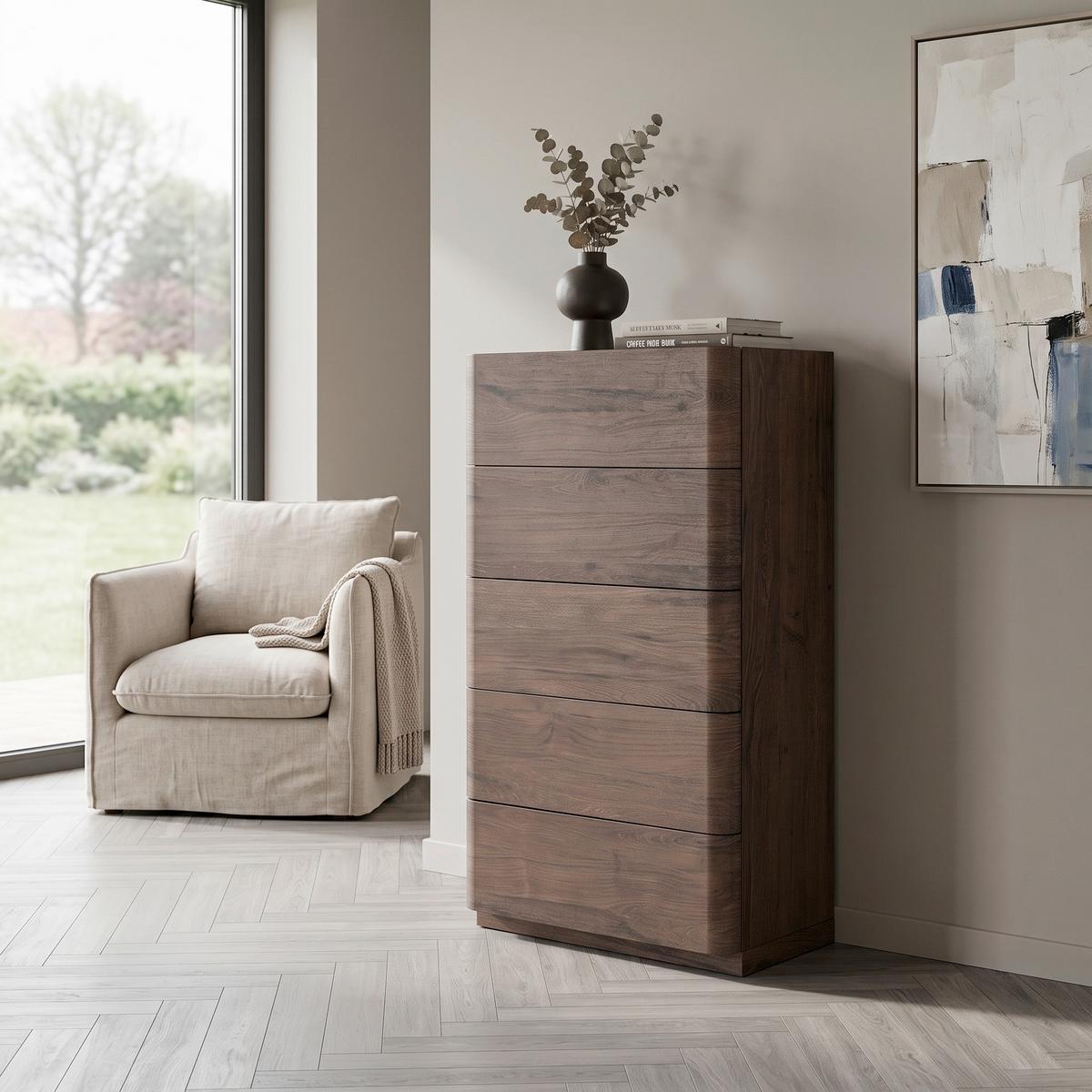 KOMMODE Noble, Mokka B: 55 cm - Mokka, MODERN, Holzwerkstoff (55/100/35cm) - Livetastic