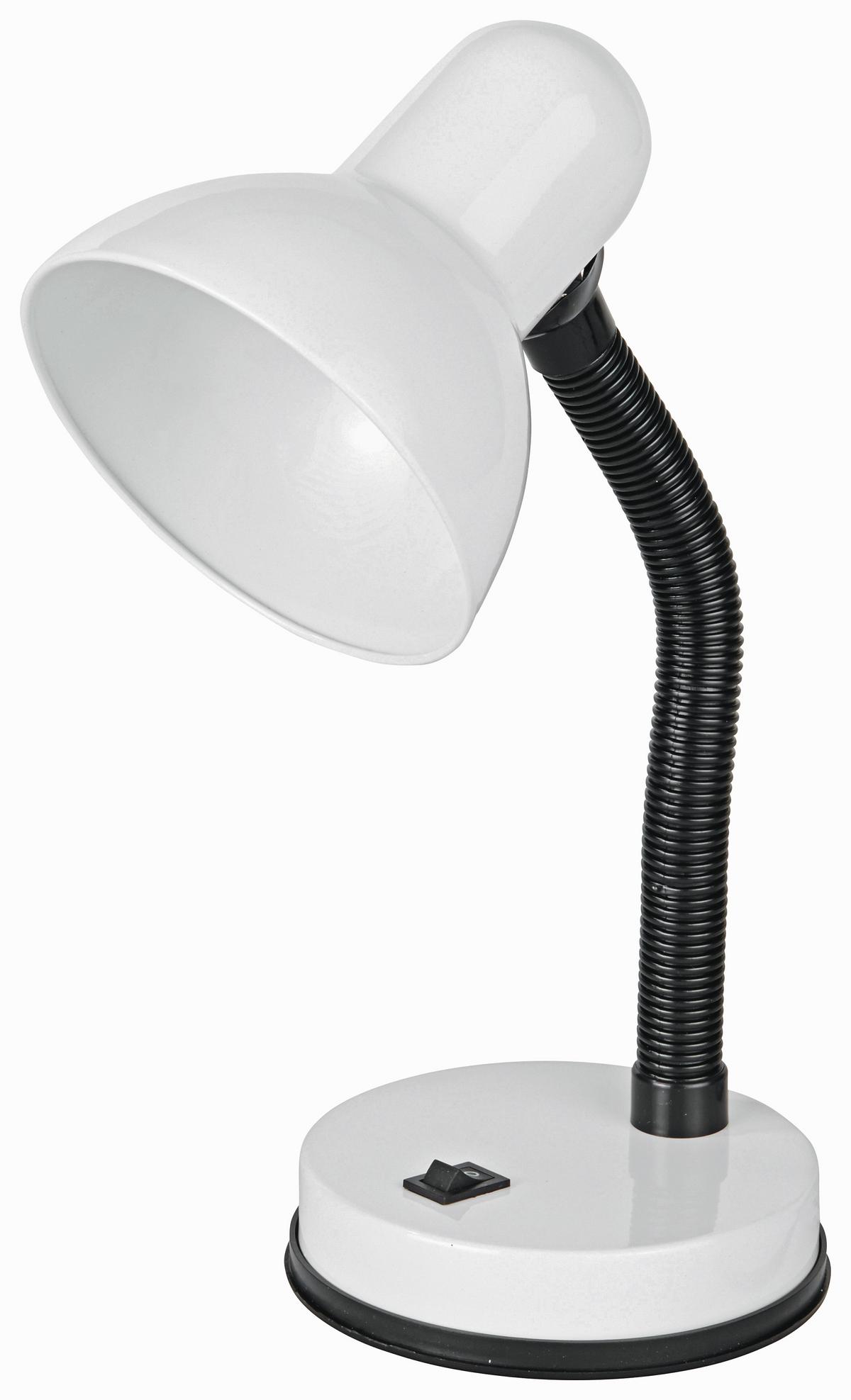 Tischlampe Lucia Schwarz/weiß Flexibler Arm, Kippschalter - Weiß, KONVENTIONELL, Metall (37cm) - Ondega
