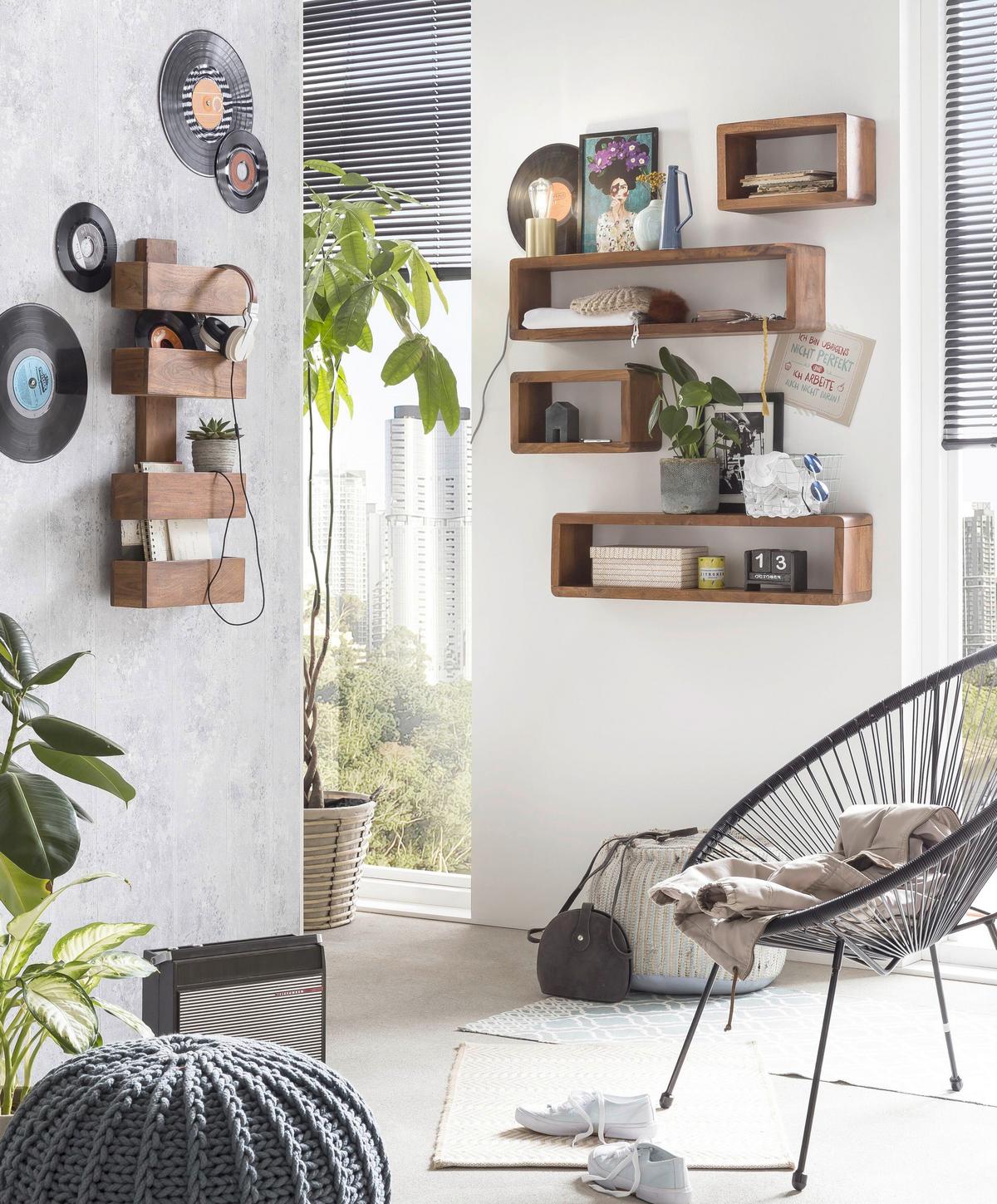 Wandregal Mangoholz B: 34cm - Naturfarben, Design, Holz (34/20/15cm) - MID.YOU