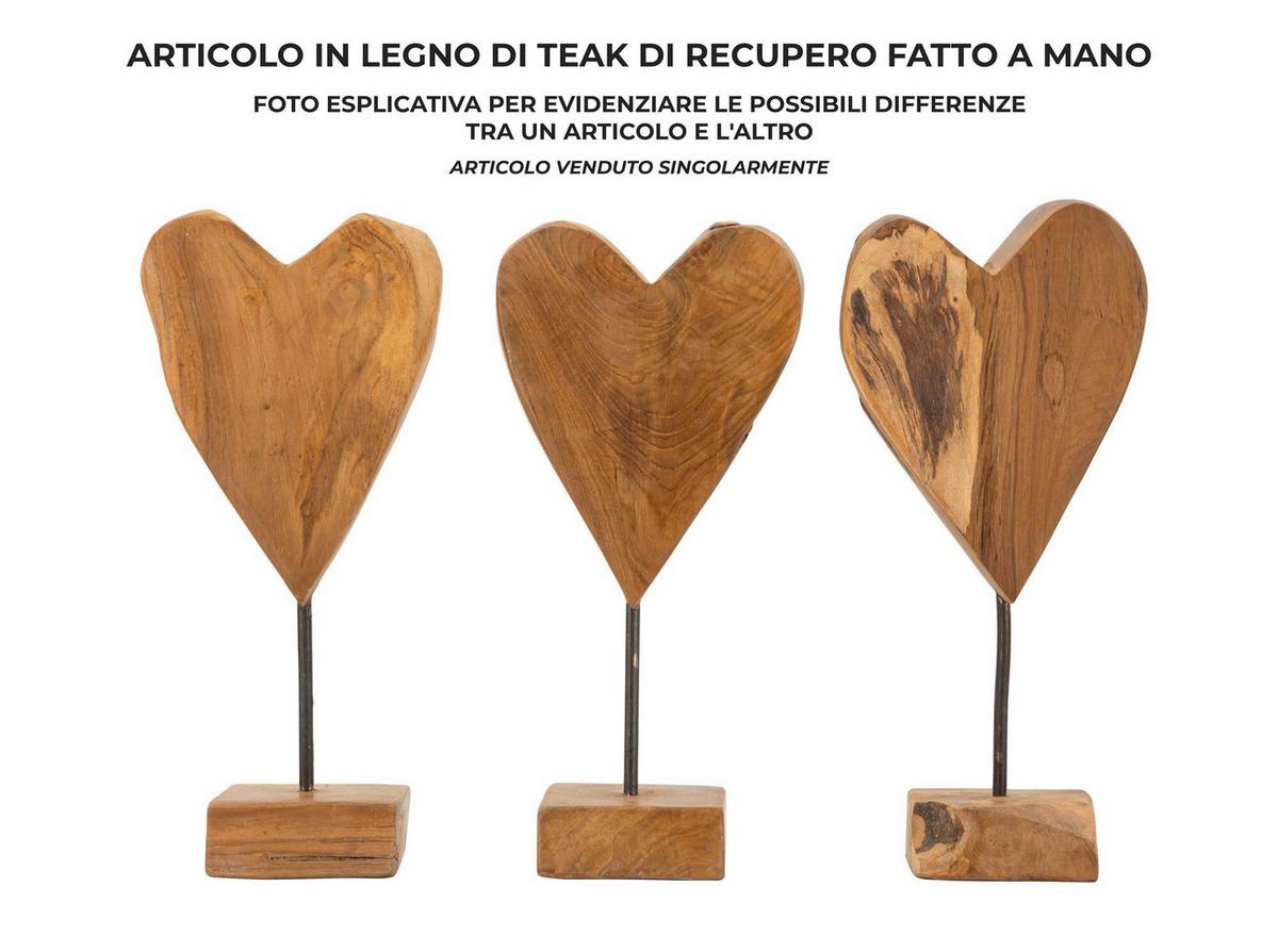 Skulptur Heart Teak Braun, B: 15 cm - Braun, Basics, Holz (15/35/10cm)