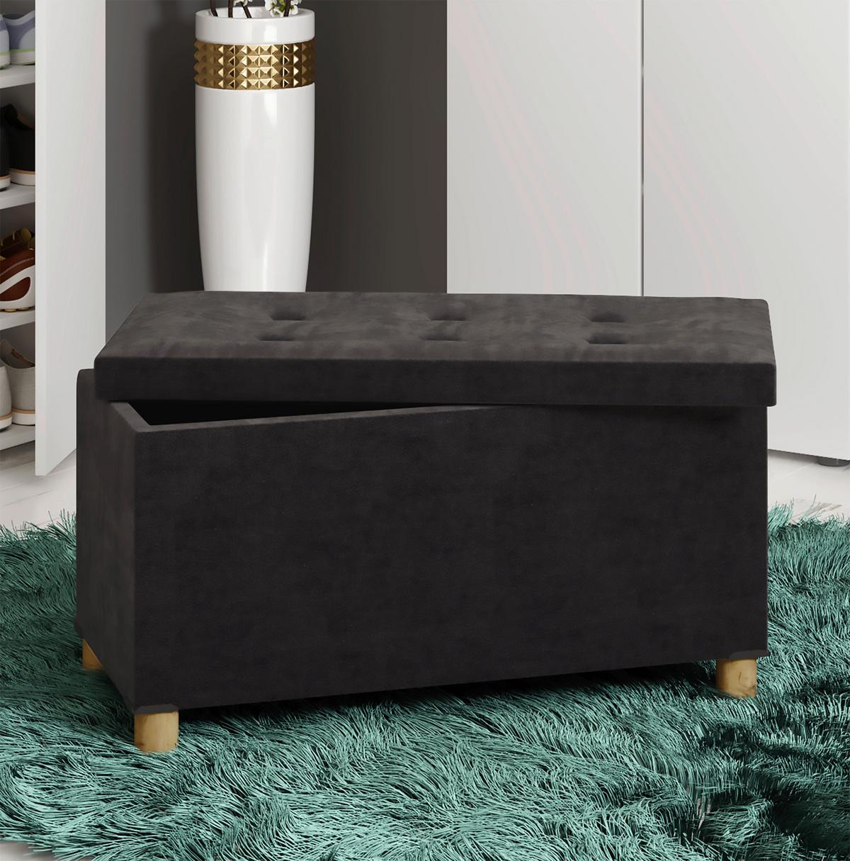Lavica s úložným priestorom SIZOS l antracitová - hnedá/antracitová, Modern, kompozitné drevo/textil (76/40/38cm) - MID.YOU