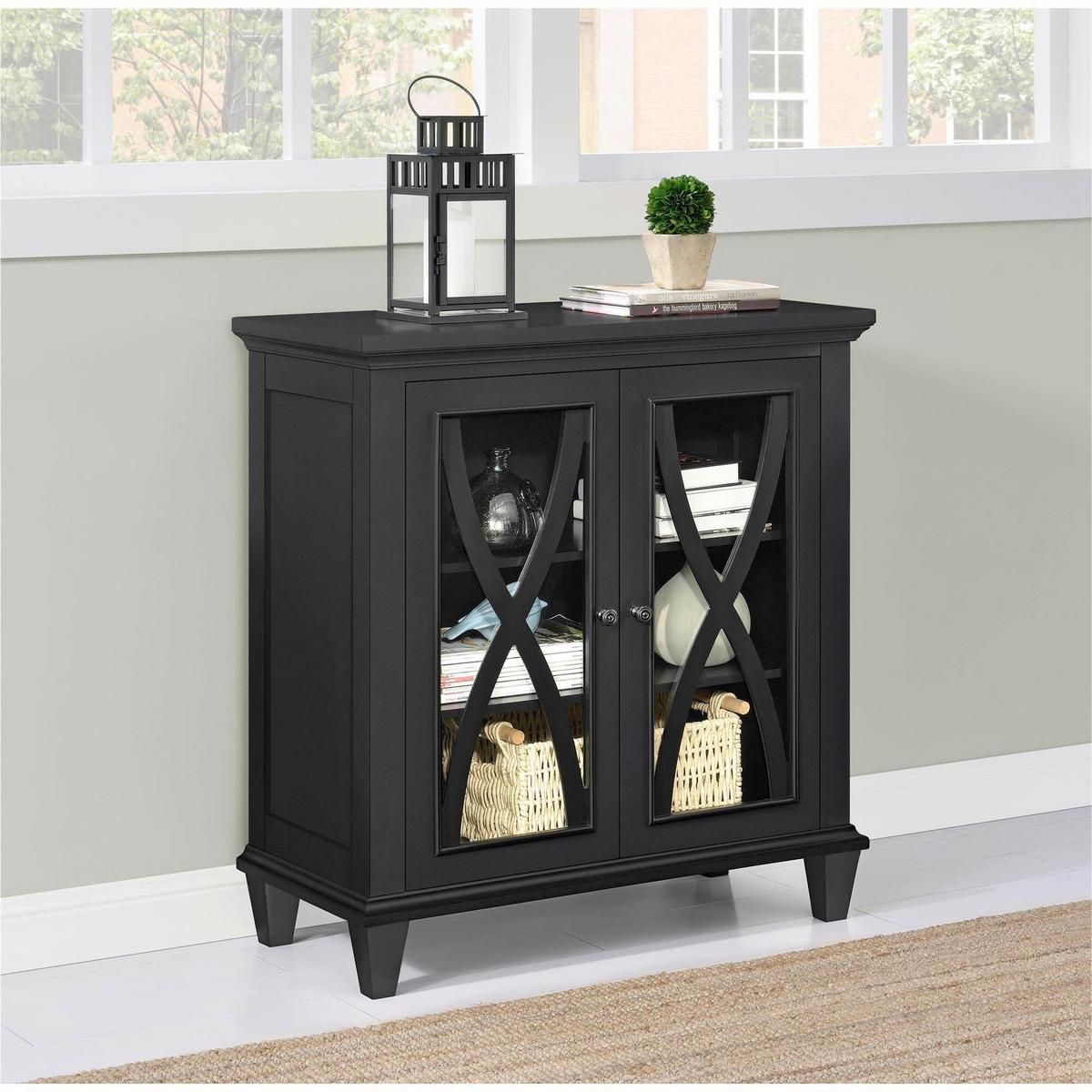 Kommode Ellington Schwarz B: 79cm - Schwarz, Design, Glas/Holzwerkstoff (79/85/37cm) - MID.YOU