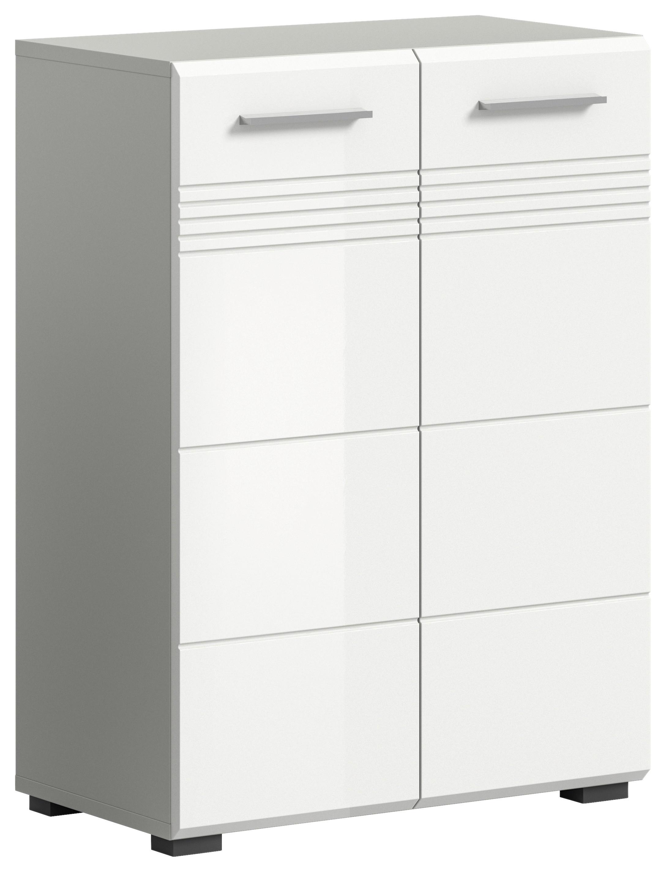 Unterschrank Copa BxH: 60x80 cm Weiß Hochglanz - Weiß Hochglanz/Schwarz, MODERN, Holzwerkstoff (60/80/30cm) - MID.YOU