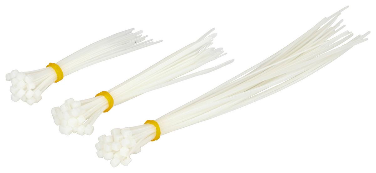 Kabelbinder 75 Stk. Transparent Nylon 3 Längen - Transparent, KONVENTIONELL, Kunststoff