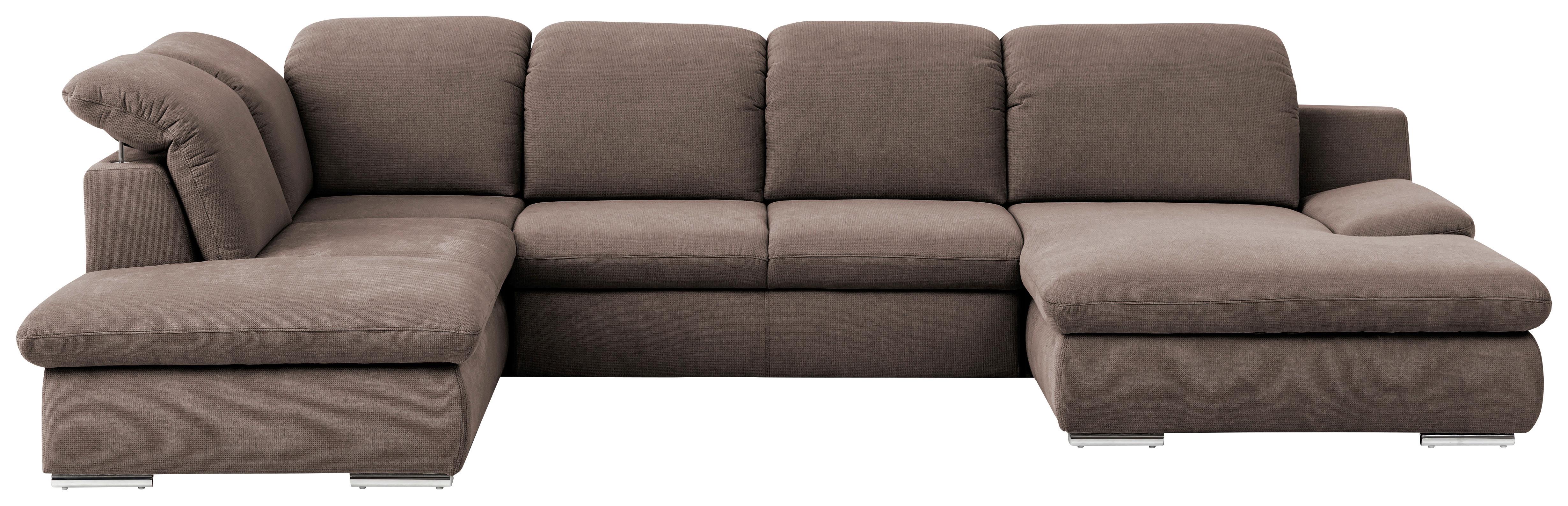 Wohnlandschaft Isona Taupe Chenille - Taupe/Chromfarben, Design, Textil (212/353/165cm) - Livetastic
